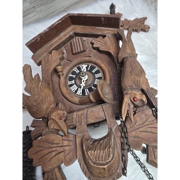 Cuckoo Clock German Black Coehler Forest made Vintage- NOT WORKING FOR PARTS - Picture 11 of 16